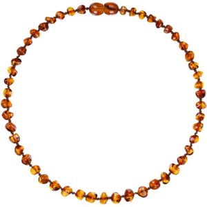 Wild Sun Barnsteen Ketting Kind - Amber Ketting - Baltische Barnsteen – 36 cm – Cognac