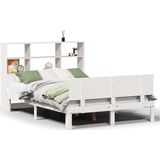 vidaXL - Bed - met - boekenkast - zonder - matras - grenenhout - witx200 - cm