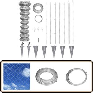 vidaXL Gaashek met palen 15x1m gegalvaniseerd staal Gaashek - Schutting - Privacy Scherm - Tuinomheining - Buitenschotting