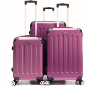 Kofferset Traveleo Babij - 3-delig- met cijferslot - Complete Set - Koffer - Handbagage 35L + 65L en 90L Ruimbagage - ABS01 -Paars