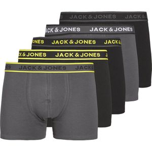 Jack & Jones Heren Boxershorts Trunks JACSPEED Zwart/Grijs 5-Pack - Maat XL