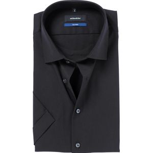 Seidensticker shaped fit overhemd - korte mouw - zwart - Strijkvrij - Boordmaat: 40