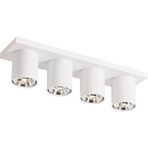 QAZQA tubo - Moderne Plafondspot | Spotje | Opbouwspot - 4 lichts - L 48 cm - Wit - Woonkamer | Slaapkamer | Keuken