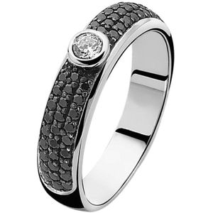 ZINZI zilveren ring zwart ZIR765