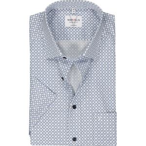 MARVELIS modern fit overhemd - korte mouw - popeline - lichtblauw dessin - Strijkvrij - Boordmaat: 44