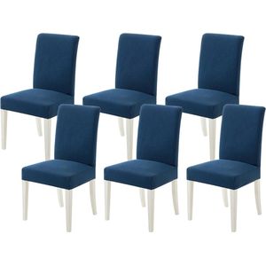 Stoelhoezen, set van 6 stoelhoezen, schommelstoelen, hoezen voor stoelen, marineblauw, afneembaar en wasbaar, voor bureaustoel, overtrek, keuken, woonkamer, banket, familie, bruiloft, feest