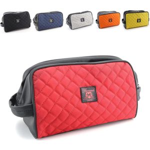 Haryali London Waterbestendige lederen toilettas voor mannen Grote reiswaszak Scheren Dopp Kit Badkamer Gym Toiletartikelen Make-up organizer (rood)