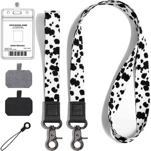 2 Stuks Nek en Pols Lanyard Sleutelhanger Keycord met Badgehouder - Universeel Telefoonkoord/Telefoonketting - Pashouder/Kaarthouder met Keykoord - Houder voor Kaart/Sleutels - Telefoon/GSM Koord - Sleutelkoord -Transparant ID Pashouder Ketting