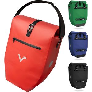 Valkental - ValkBasic 28L - Rood - Grote en waterdichte bagagedragertas - fietstas voor bagagedrager met reflectoren