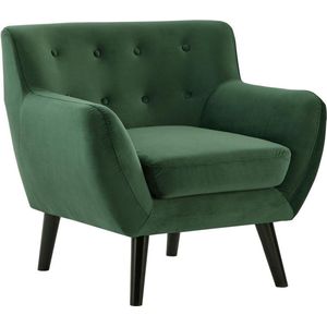 Vente-unique Fauteuil in sparrengroen fluweel van SERTI L 88 cm x H 81 cm x D 80.5 cm