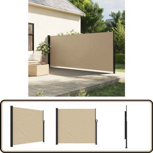 vidaXL Uittrekbaar Windscherm 180x300 cm Beige Windscherm - Tuinscherm - Balkonscherm - Privacy Screen - Zonnewering