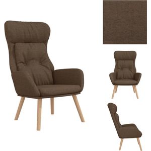 vidaXL Fauteuil - Comfortabele relaxstoel - Bruin - 70 x 77 x 94 cm - Metaal en rubberwood - Fauteuil