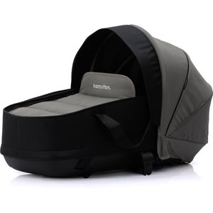 Hamilton by Yoop Premium Bassinet – Draagbare wieg voor baby – Eenvoudig monteerbare reiswieg voor de kinderwagen – Ruim en comfortabel reisbed met optimale luchtcirculatie – Uittrekbare zonnekap – Met buggy adapters – Donker grijs