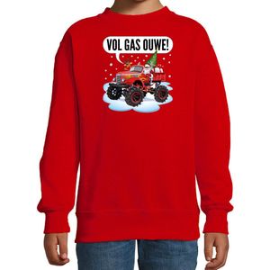 Bellatio Decorations kersttrui/sweater voor kinderen - monstertruck - rood 98/104