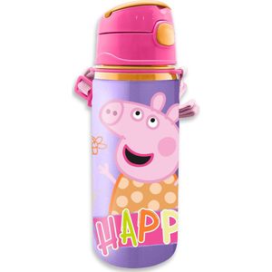 Peppa Pig Drinkfles/Drinkbeker/Bidon met Drinktuitje - Roze - Aluminium - 600 ml