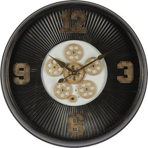 Clayre & Eef Wandklok Ø 60 cm Zwart Ijzer Glas Rond Muurklok