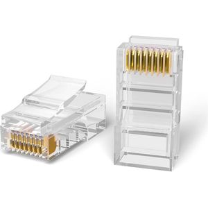 Cat5E RJ45 Connectoren 100 Stuks | Krimpconnector voor Ethernet Kabel | 8P8C Stekker voor Internet en Breedband