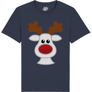 Rendier Buddy - Foute Kersttrui Kerstcadeau - Dames / Heren / Unisex Kleding - Grappige Kerst Outfit - Knit Look - T-Shirt - Unisex - Navy Blauw - Maat M