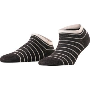 FALKE Stripe Shimmer gestreept met patroon katoen sneakersokken dames grijs - Maat 39-42