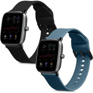 kwmobile 2x armband geschikt voor Huami Amazfit GTS 4 Mini / GTS 2 Mini - Bandjes voor fitnesstracker in zwart / blauwgrijs