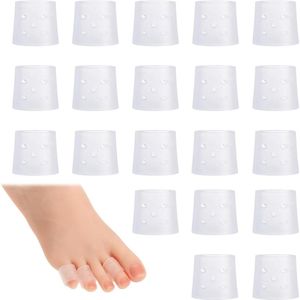 Pinky Teenbeschermer 20 stuks - teenbedekkingen kleine gelneus maïsbeschermers - ademend open teenmouwen - teenkussens voor blaren likdoorns hamertenen - comfortabele teenbescherming .