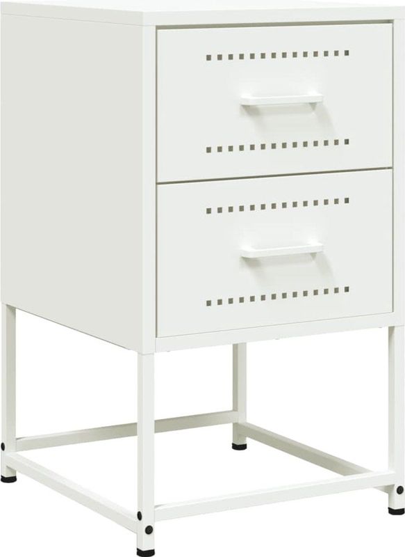 vidaXL - Nachtkastje - 36x39x60,5 - cm - staal - wit