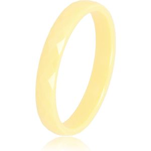 My Bendel - Keramieken ring facet geslepen pastel geel 3mm - Keramische, diamant geslepen, dames ring - Blijft mooi en verkleurt niet - Met luxe cadeauverpakking