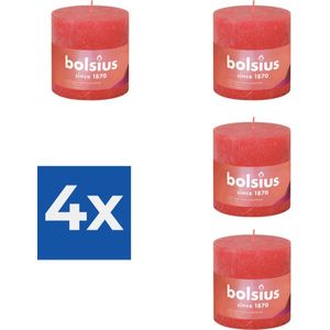 Bolsius Stompkaars Blossom Pink Ø100 mm - Hoogte 10 cm - Roze - 62 branduren - Voordeelverpakking 4 stuks