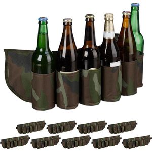 Relaxdays 10x bier gordel camouflage - drankgordel voor blikjes of flesjes - bier riem