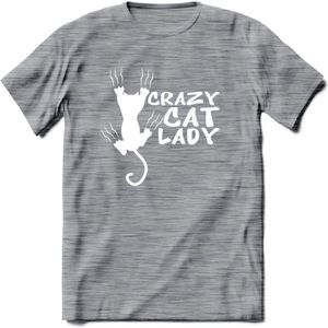 Crazy Cat Lady - Katten T-Shirt Kleding Cadeau | Dames - Heren - Unisex | Kat / Dieren shirt | Grappig Verjaardag kado | Tshirt Met Print | - Donker Grijs - Gemaleerd - M