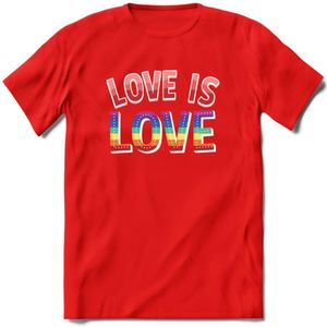 Love Is Love | Pride T-Shirt | Grappig LHBTIQ+ / LGBTQ / Gay / Homo / Lesbi Cadeau Shirt | Dames - Heren - Unisex | Tshirt Kleding Kado | - Rood - S