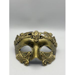 Venetiaans masker voor mannen in goud - Feest Masker voor mannen met bril en zonder bril- Masker voor brildragers - Gala Masker in de Grieks Romeinse stijl