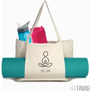 Tavas Katoenen Yoga tasje Draagtas Naturel 40x30 cm Tote Bag Tas Shopper Boodschappentas Schoudertas
