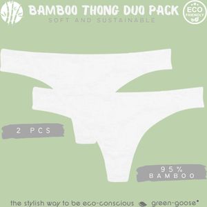 Bamboe Dames String | 2 Stuks | wit | Maat L | Duurzaam, Stretchy en Superzacht!