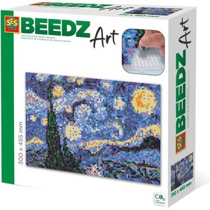 SES Beedz Art - Van Gogh - De Sterrennacht - 7000 strijkkralen - kunstwerk van strijkkralen - complete set inclusief grondplaten en strijkvel