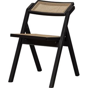 Basiclabel Klapstoel Weft - Rattan/Hout - Zwart - 77x47x60