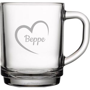 Gegraveerde theeglas 25,5cl Beppe mei hert