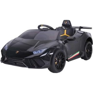 Lamborghini Huracán LP640 Performanté 12V Elektrische kinderauto | Accu Auto voor kinderen met Rubberen banden, Leren zitje en Bluetooth (Zwart)