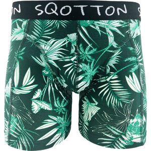 Boxershort - SQOTTON® - Jungle - Groen/Wit - Maat XXL