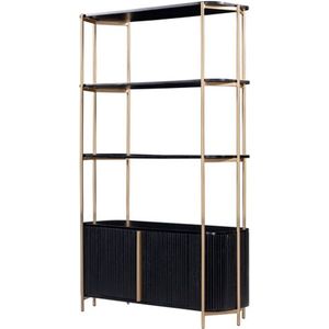 Boekenkast Harvard 170 cm - zwart/goud | Hotel collection