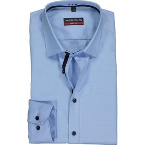 MARVELIS body fit overhemd - lichtblauw twill (contrast) - Strijkvriendelijk - Boordmaat: 39