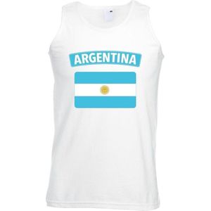 Singlet shirt/ tanktop Argentijnse vlag wit heren M