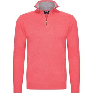 Heren trui Cashmere touch - Schipperstrui met rits - Coltrui Heren - Longsleeve Shirt - Sweater Heren - Maat S - Roze