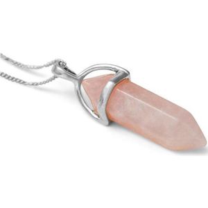 Kasey Rozenkwarts Ketting - Rozenkwarts Hanger Aan Ketting -