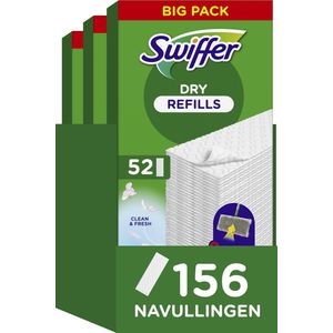 Swiffer Vloerwisdoekjes - vloerreiniger navulling droge doekjes - 3 x 52 stuks