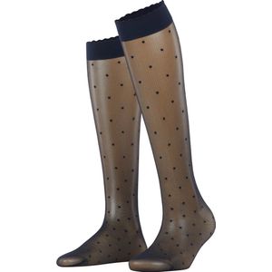 FALKE Dot mat met patroon ultra transparant 15 Denier pantykousen dames blauw - Maat 39-42