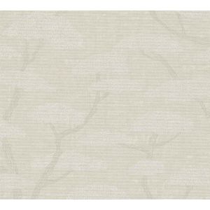Oosters behang Profhome 387414-GU vliesbehang hardvinyl warmdruk in reliëf licht gestructureerd met aziatisch patroon mat beige grijs wit 5,33 m2