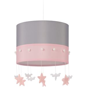 Relaxdays hanglamp kinderkamer - kinderlamp - wolken en sterren - pendellamp - E27 - roze