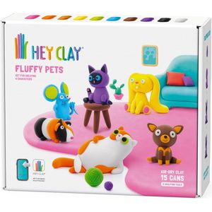 Hey Clay Fluffy | Pluizige Huisvriendjes - aan de lucht drogende klei | 15 potjes