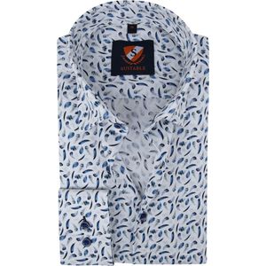 Suitable - Overhemd Veren Blauw - 39 - Heren - Slim-fit